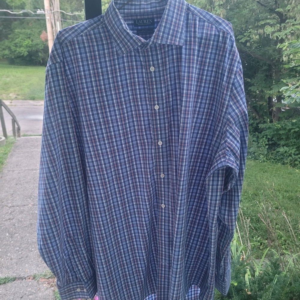 Ralph Lauren Men's Plaid Shirt Brown Blue, Long Sleeve, Button-Up, Size 2XLT